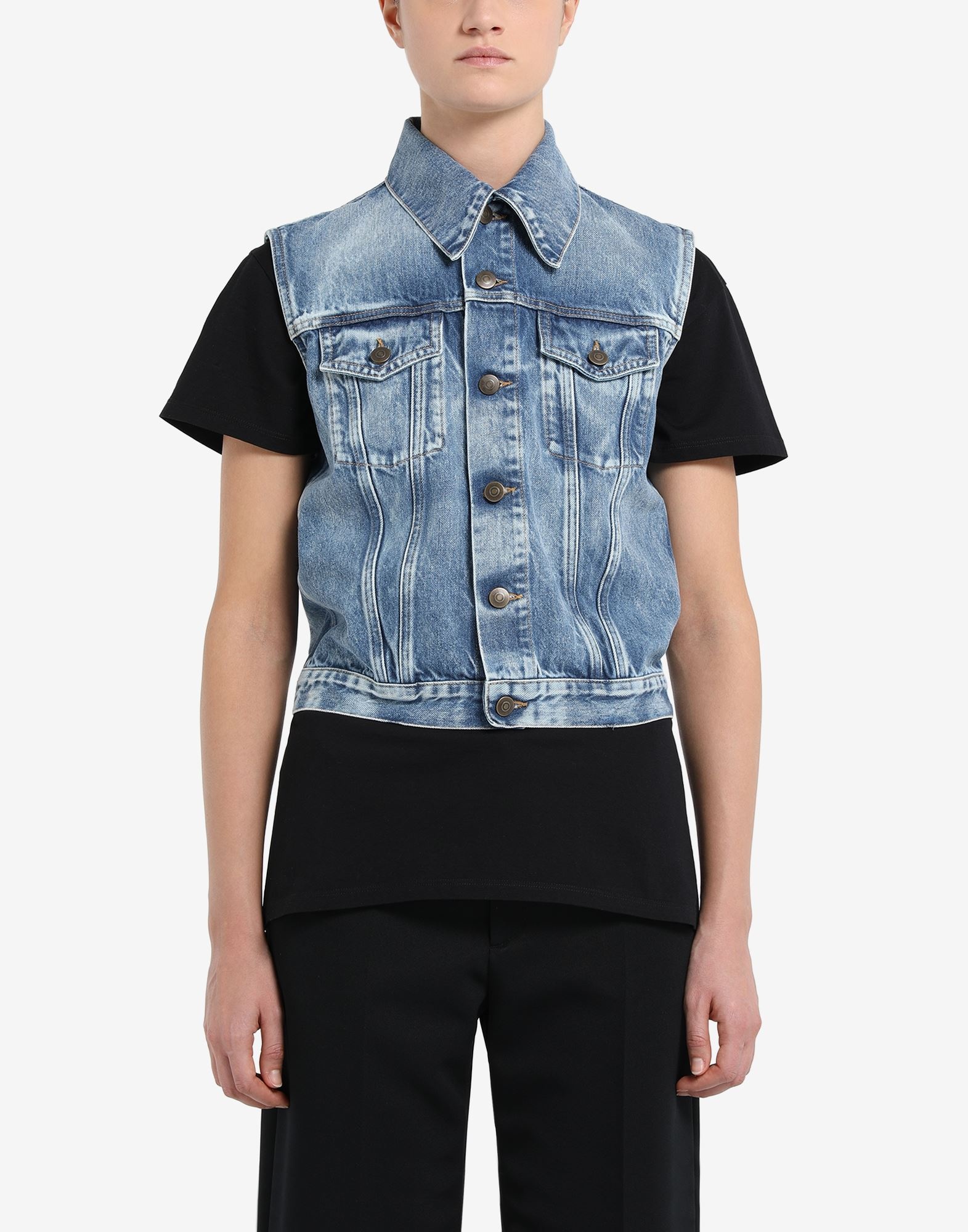 Sleeveless recycled denim jacket - 5