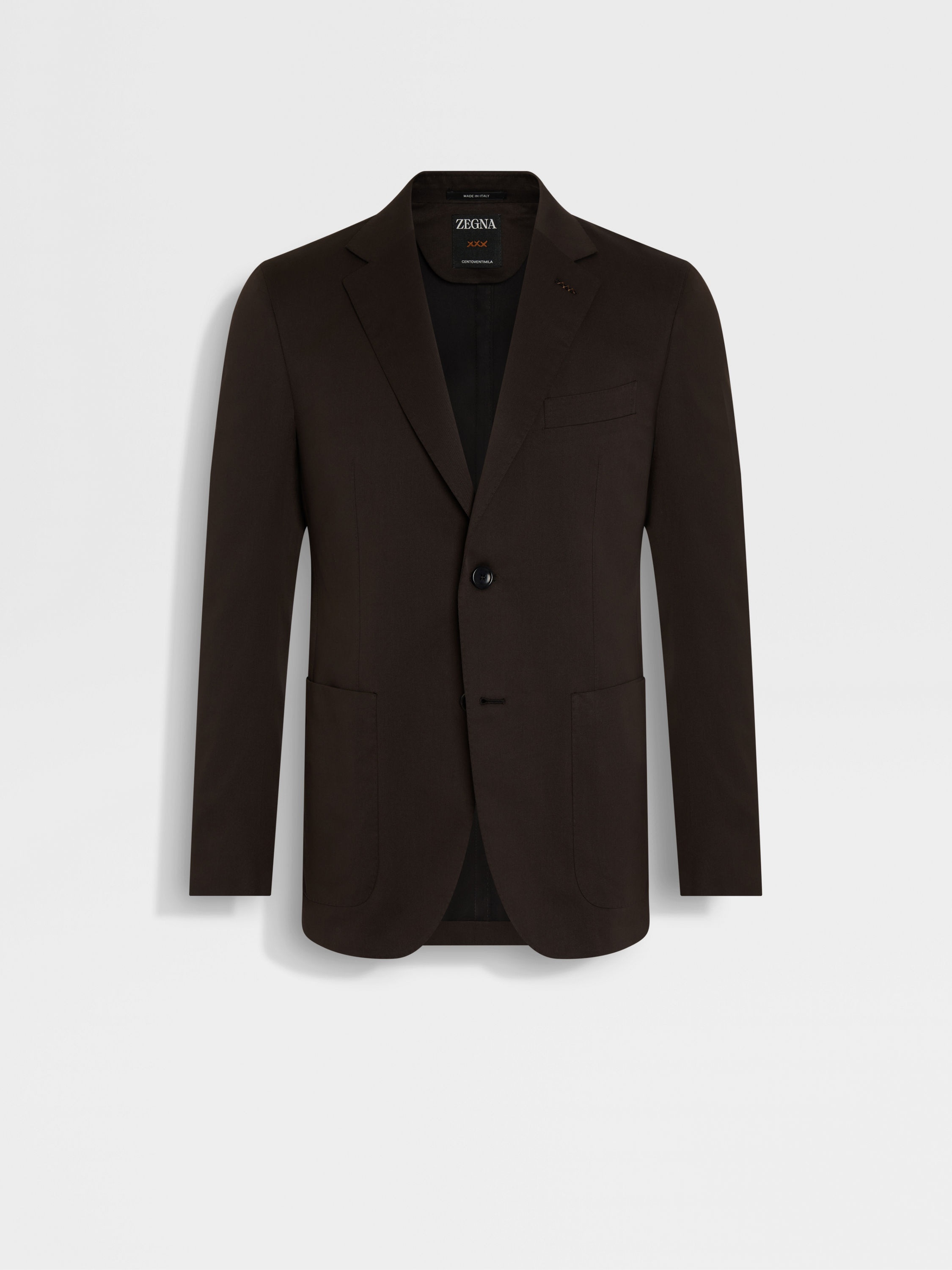 DARK BROWN CENTOVENTIMILA COTTON AND WOOL JACKET - 2