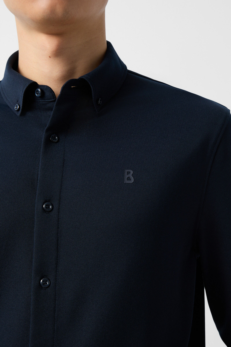 Piqué shirt Franz in Navy blue 4