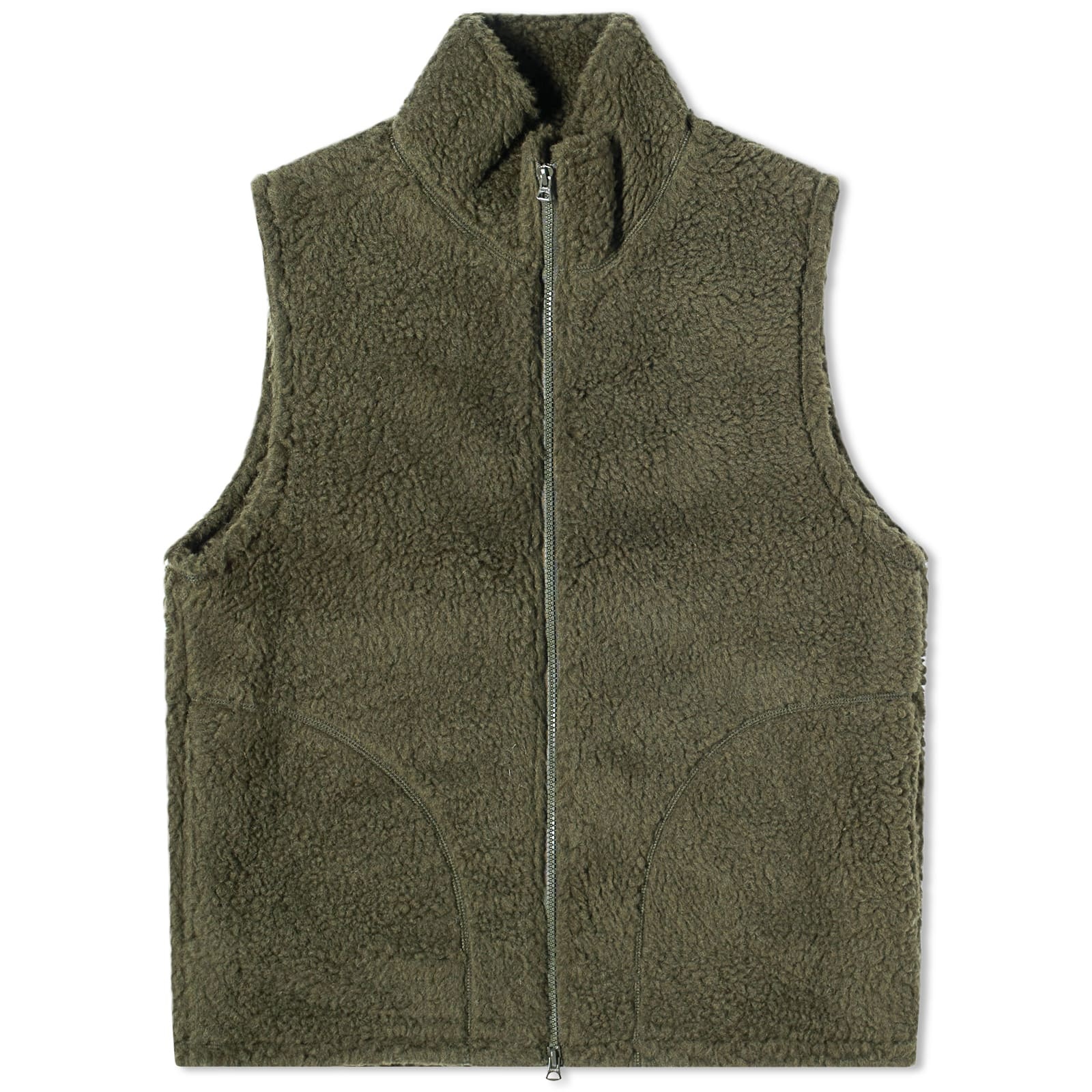 Beams Plus Stand Collar Boa Fleece Vest - 1