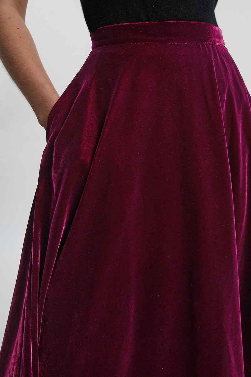 Velvet Woven Prom Maxi Skirt 4
