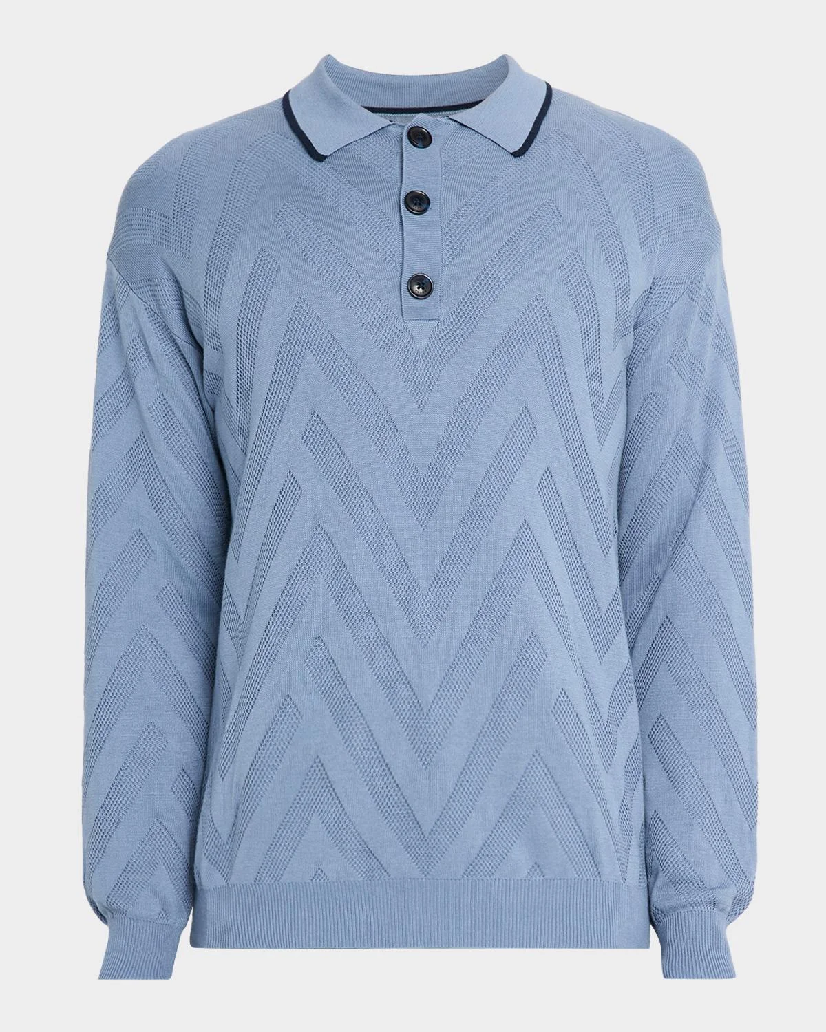 Men's Zigzag Knit Polo Sweater - 1