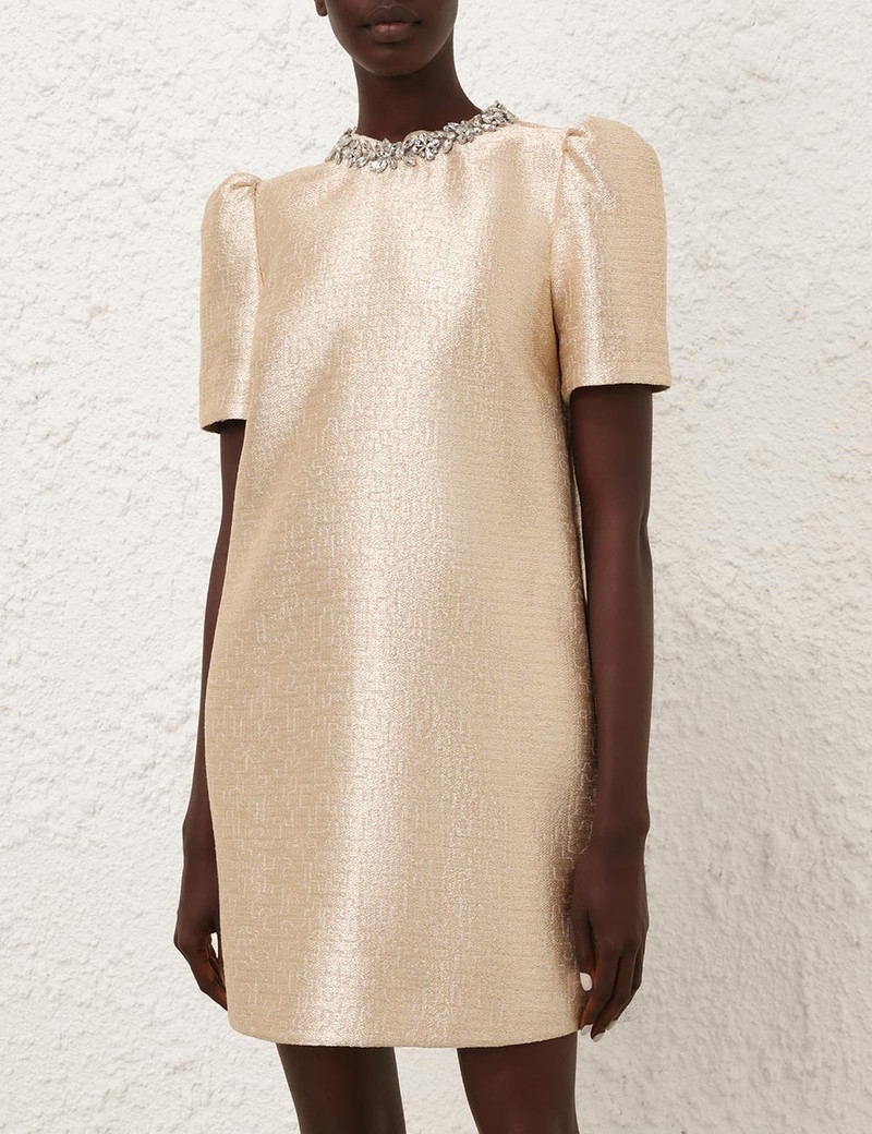 Zimmermann CRUSH SHIFT DRESS - 2392DR251GLD | REVERSIBLE