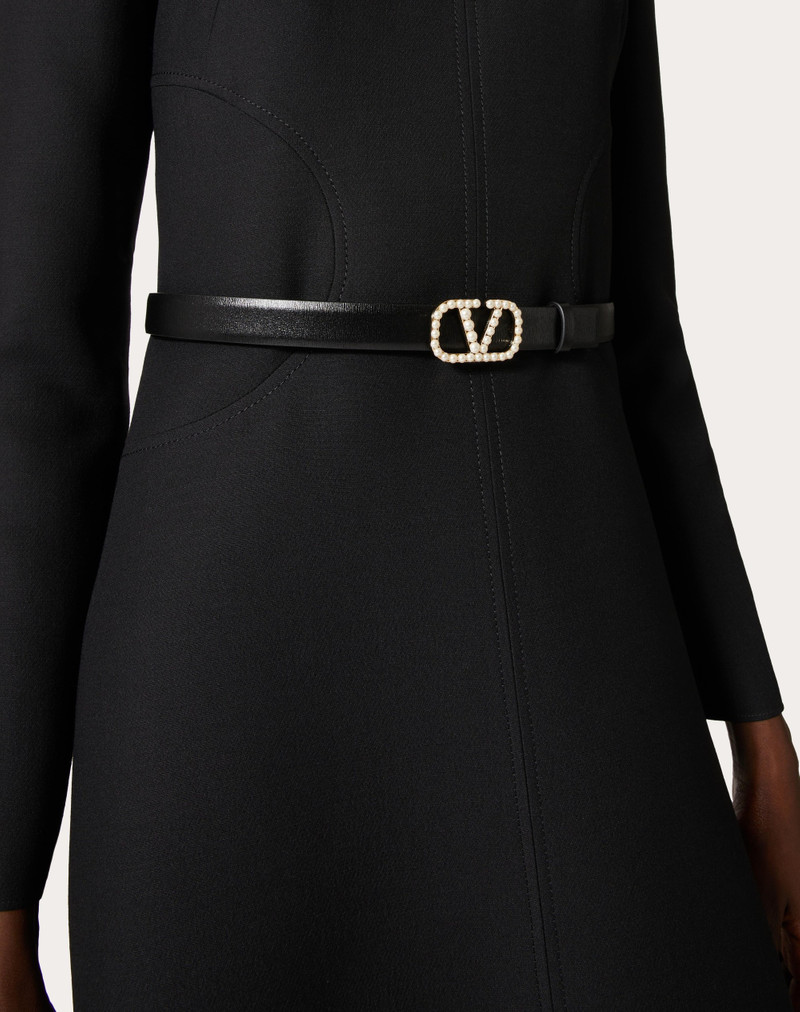 VLOGO SIGNATURE REVERSIBLE BELT IN SHINY CALFSKIN WITH PEARLS 20 MM 5