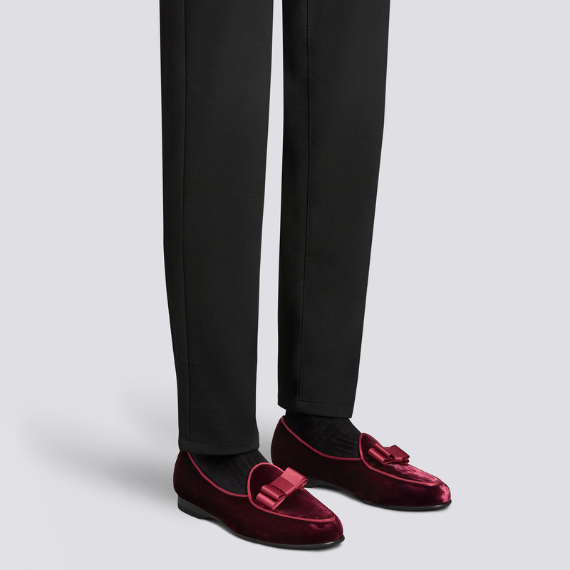 Santoni Men's burgundy satin Andrea loafer outlook