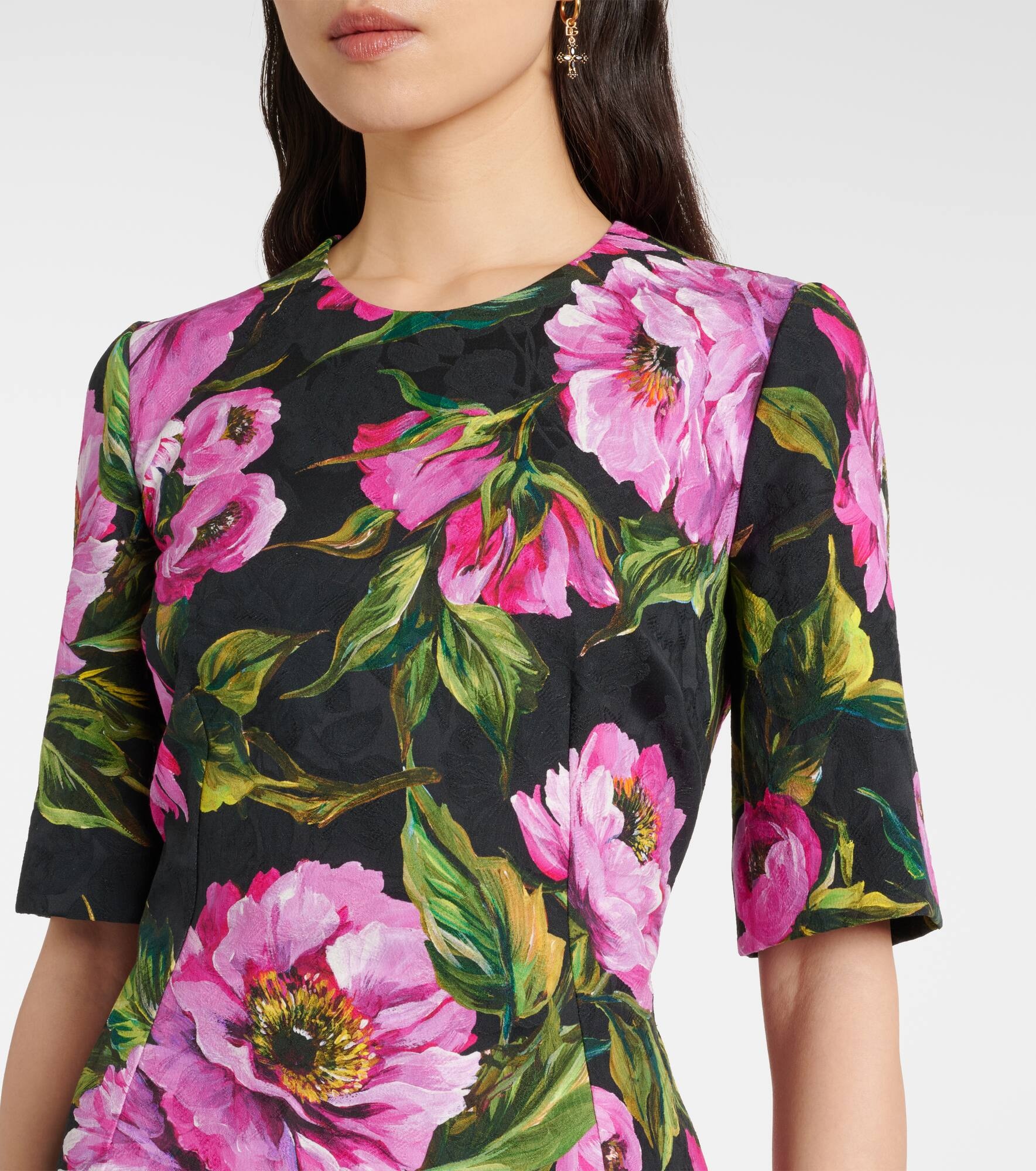 Floral cotton jacquard minidress - 4