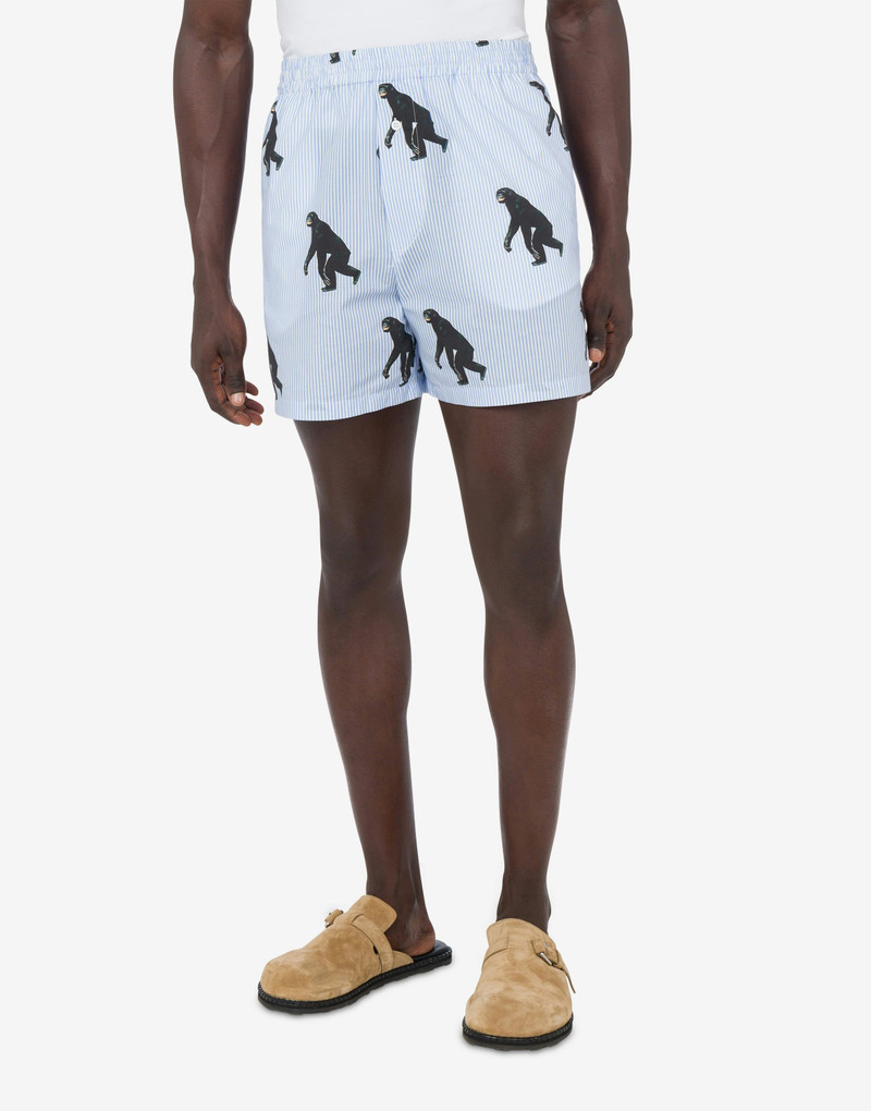 Moschino STRIPED POPLIN BERMUDA ALLOVER CHIMPANZEE outlook