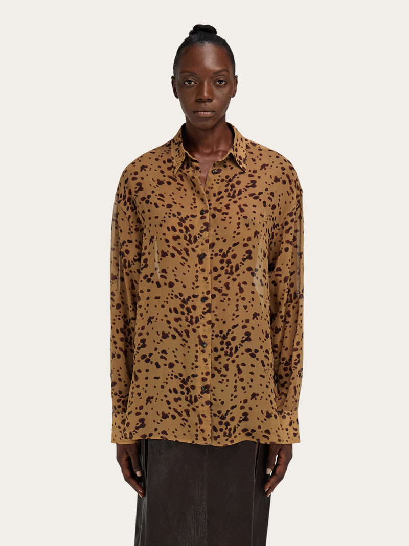 FERRAGAMO Georgette shirt with orchid print outlook