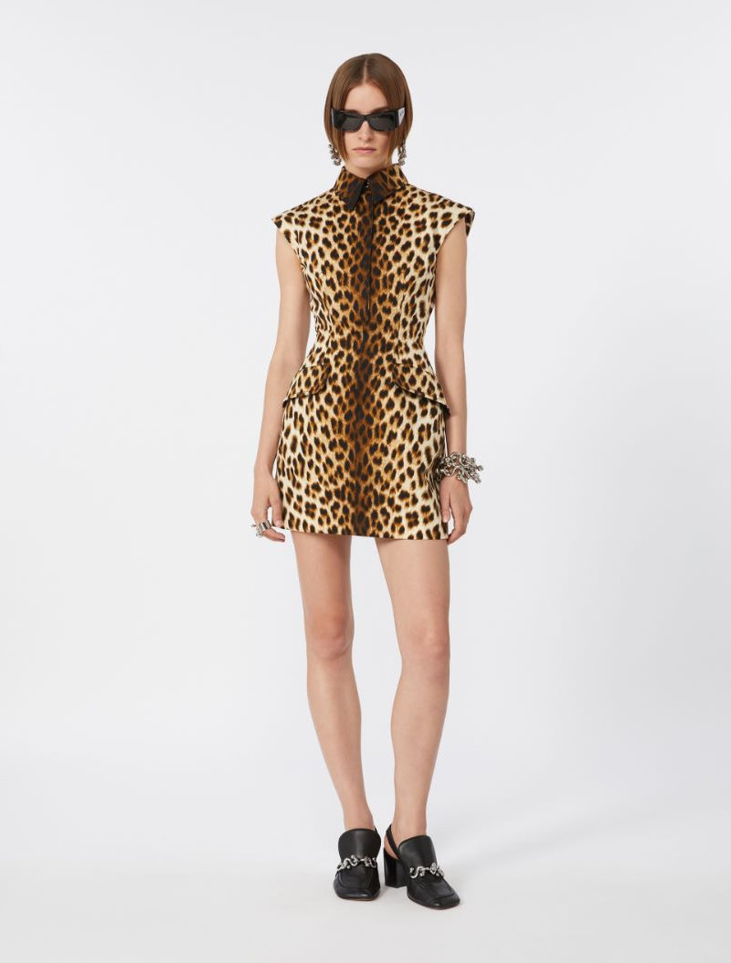 Sportmax Sleeveless hourglass dress in cotton - camel outlook