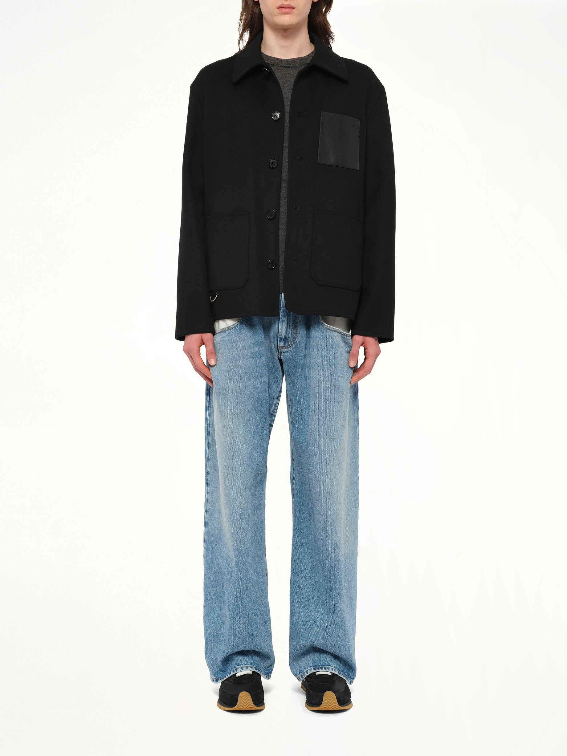 Wool Workwear Jacket in Black - 6
