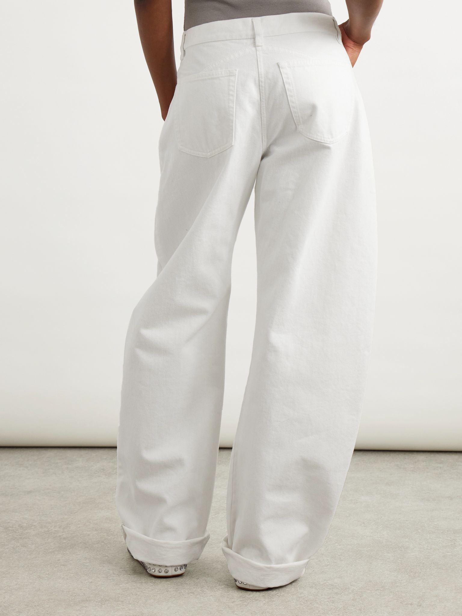 Mid-rise barrel-leg jeans White - 4