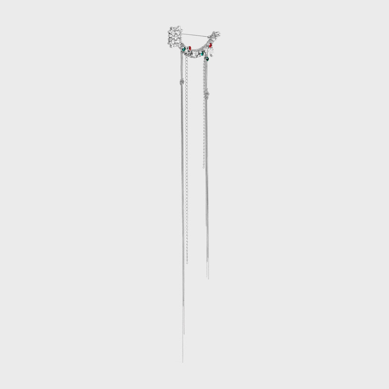 CELINE Les Pierres Celine Star Brooch in Brass with Rhodium Finish, Strass and Resin Pearls outlook