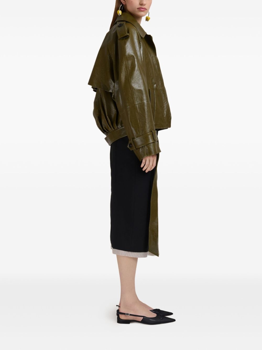 cropped leather jacket - 3
