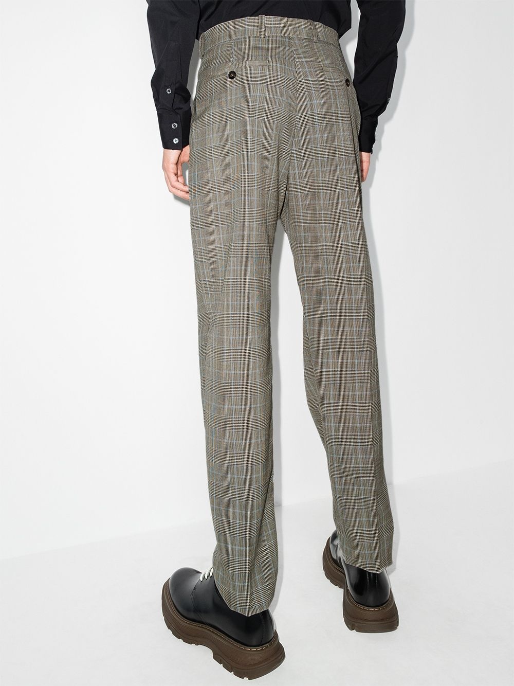 check-pattern tailored trousers - 3