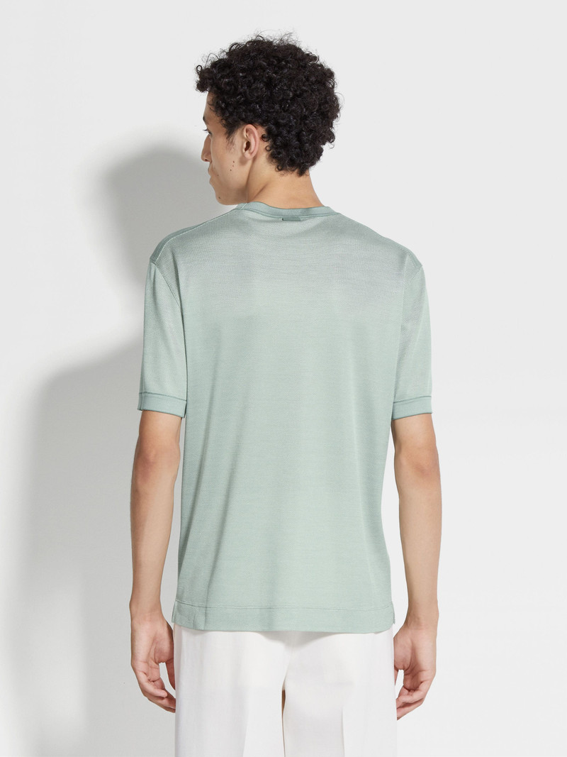 SAGE GREEN ZEGNA SILK T-SHIRT 5