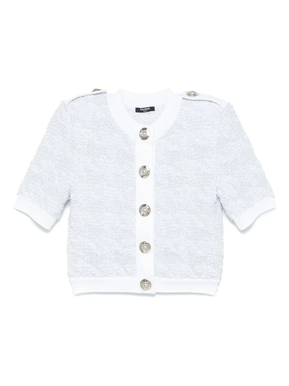 short-sleeve tweed cardigan - 1