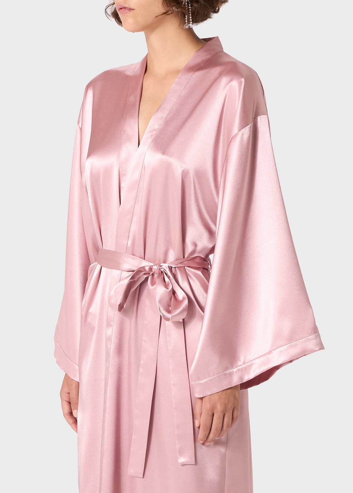 SATIN ROBE WITH RHINESTONE BLUMARINE LOGO - 5