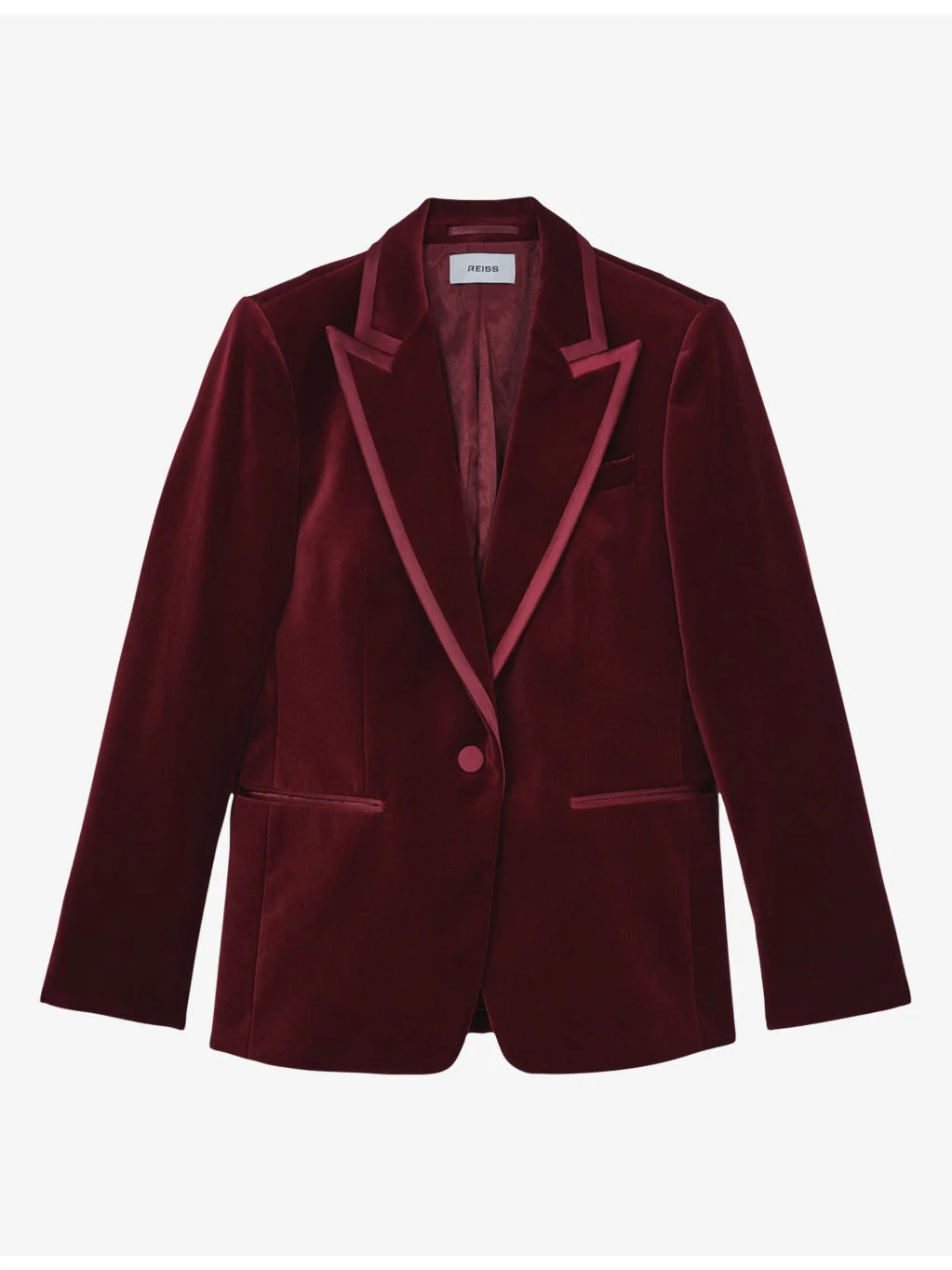 Wren Satin-Trim Single-Breasted Velvet Blazer - 1