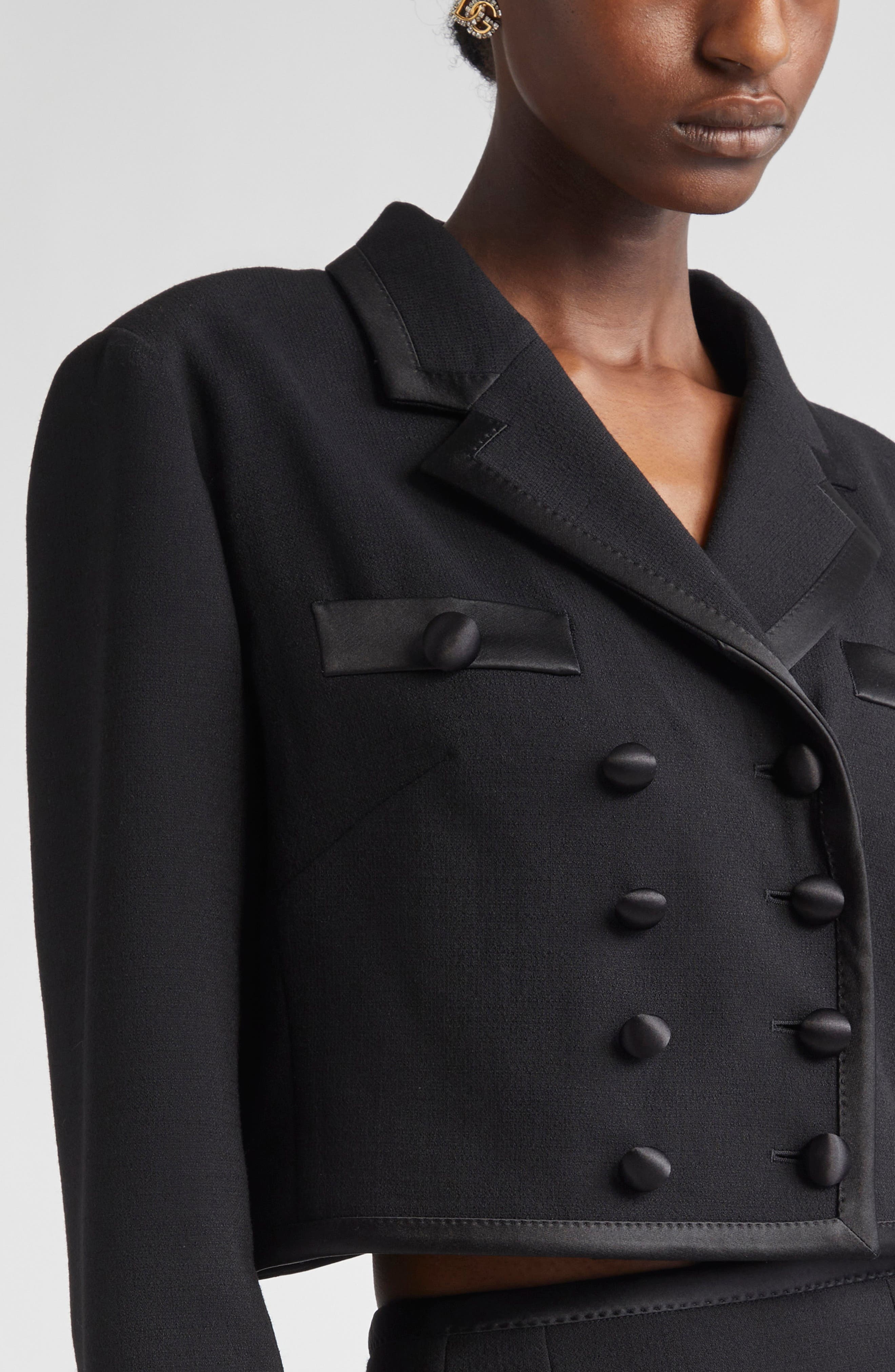 Dolce&Gabbana Double Breasted Crop Jacket in N0000 Nero at Nordstrom - 5