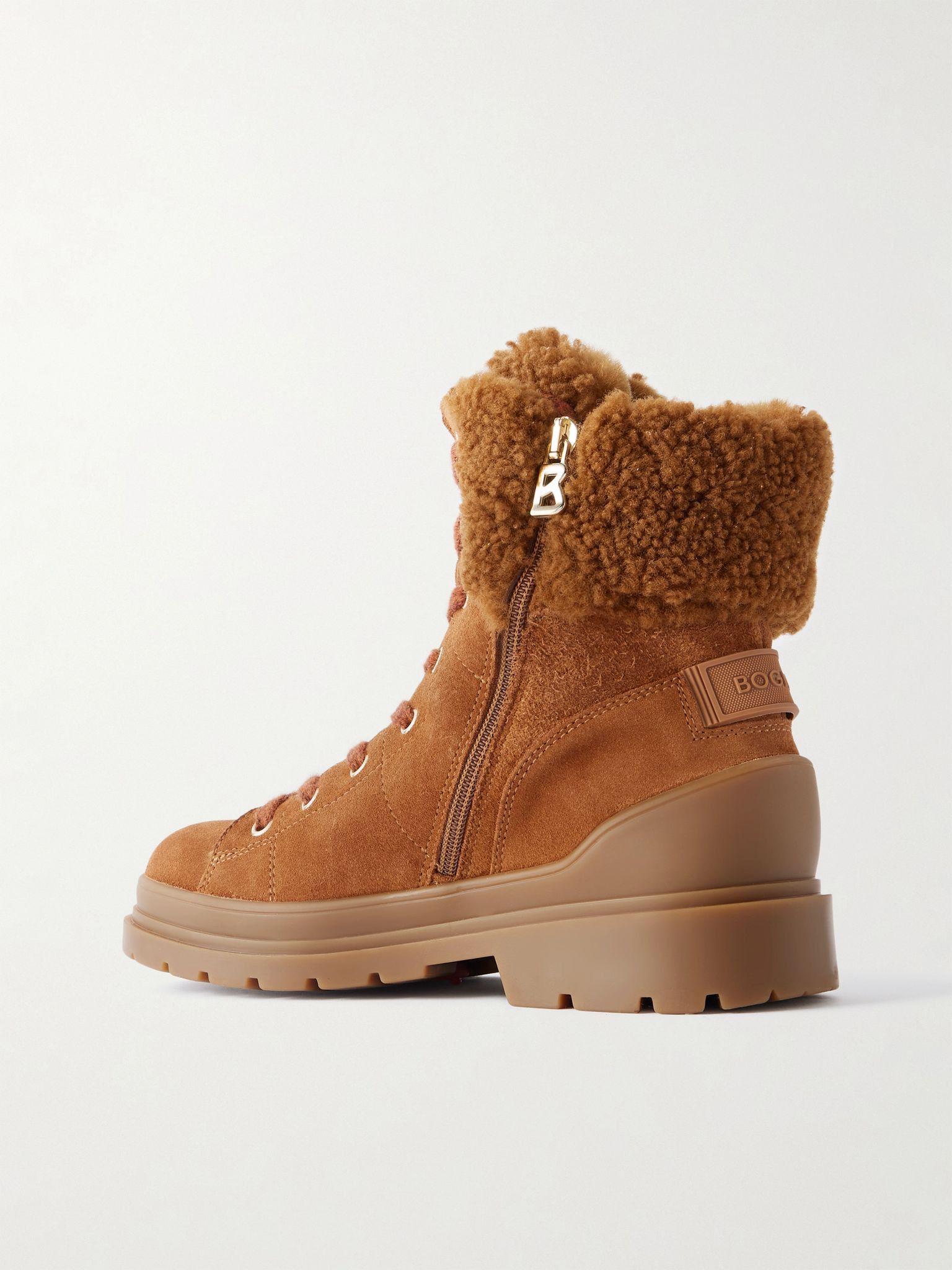 St. Moritz 23 embellished shearling-lined suede ankle boots Tan - 3
