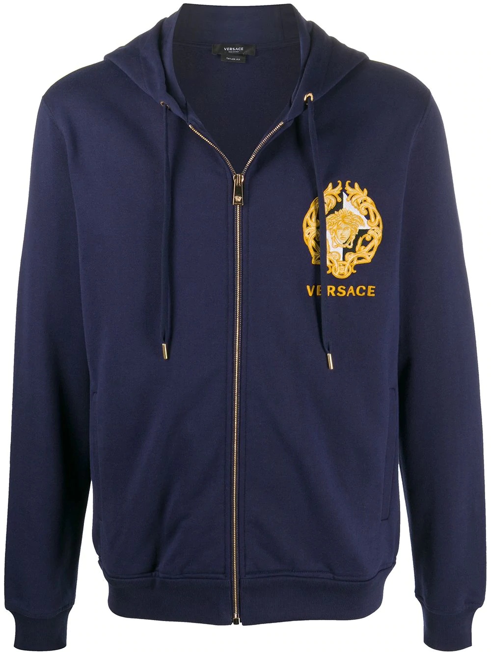 Medusa embroidery zip-up hoodie - 1