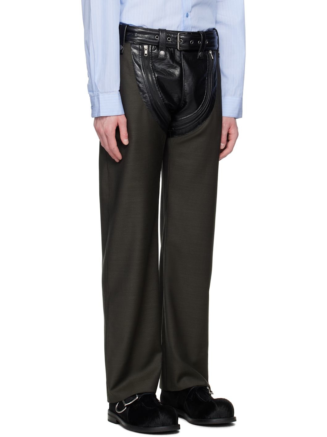 Green Zip Chap Tailored Trousers - 2
