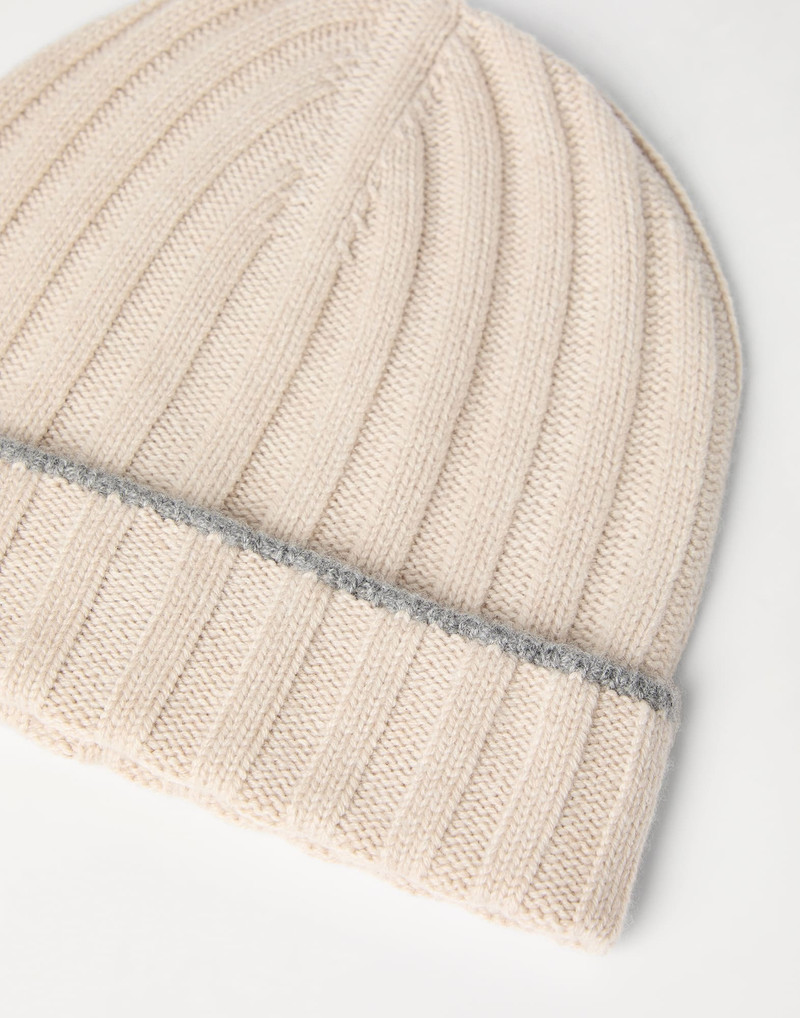 Brunello Cucinelli Cashmere rib knit beanie outlook