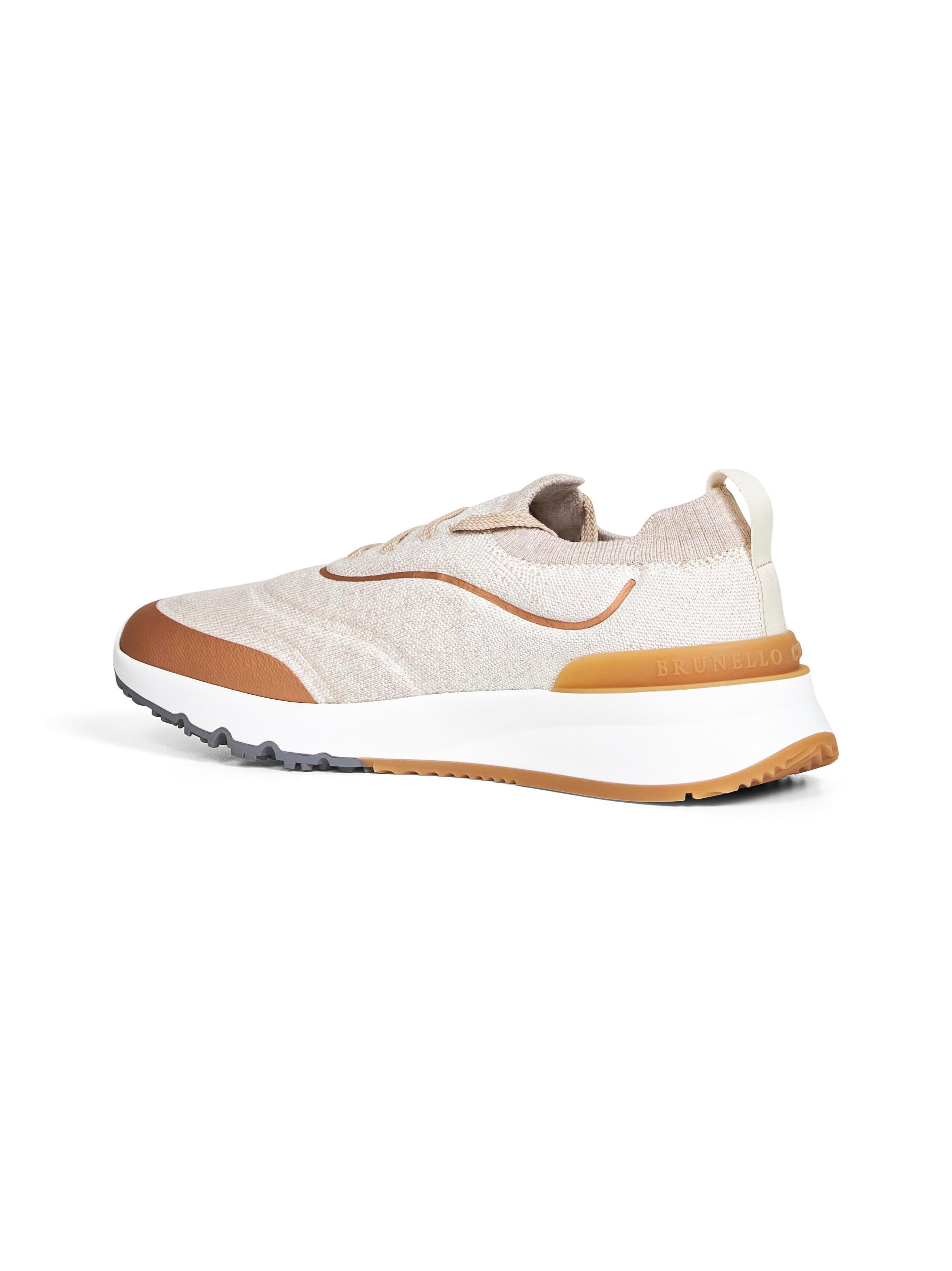 Beige techno cotton knit Runners - 3
