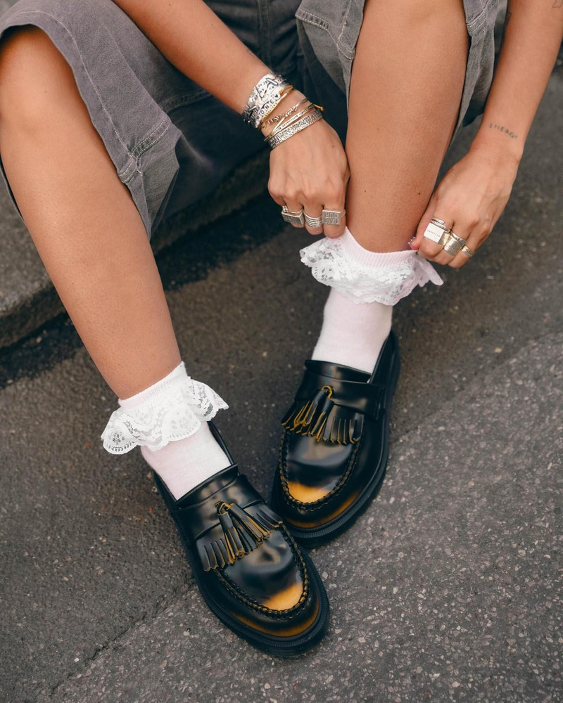 Adrian Arcadia Rub Off Leather Tassel Loafers 8