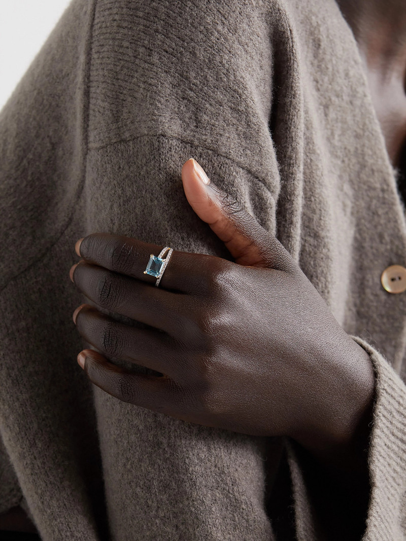 MATEO Point Of Focus 14-karat Gold, Topaz And Diamond Ring outlook