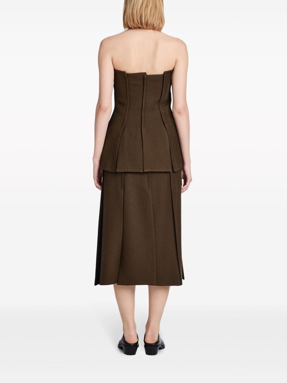 high-waist twill midi skirt - 4