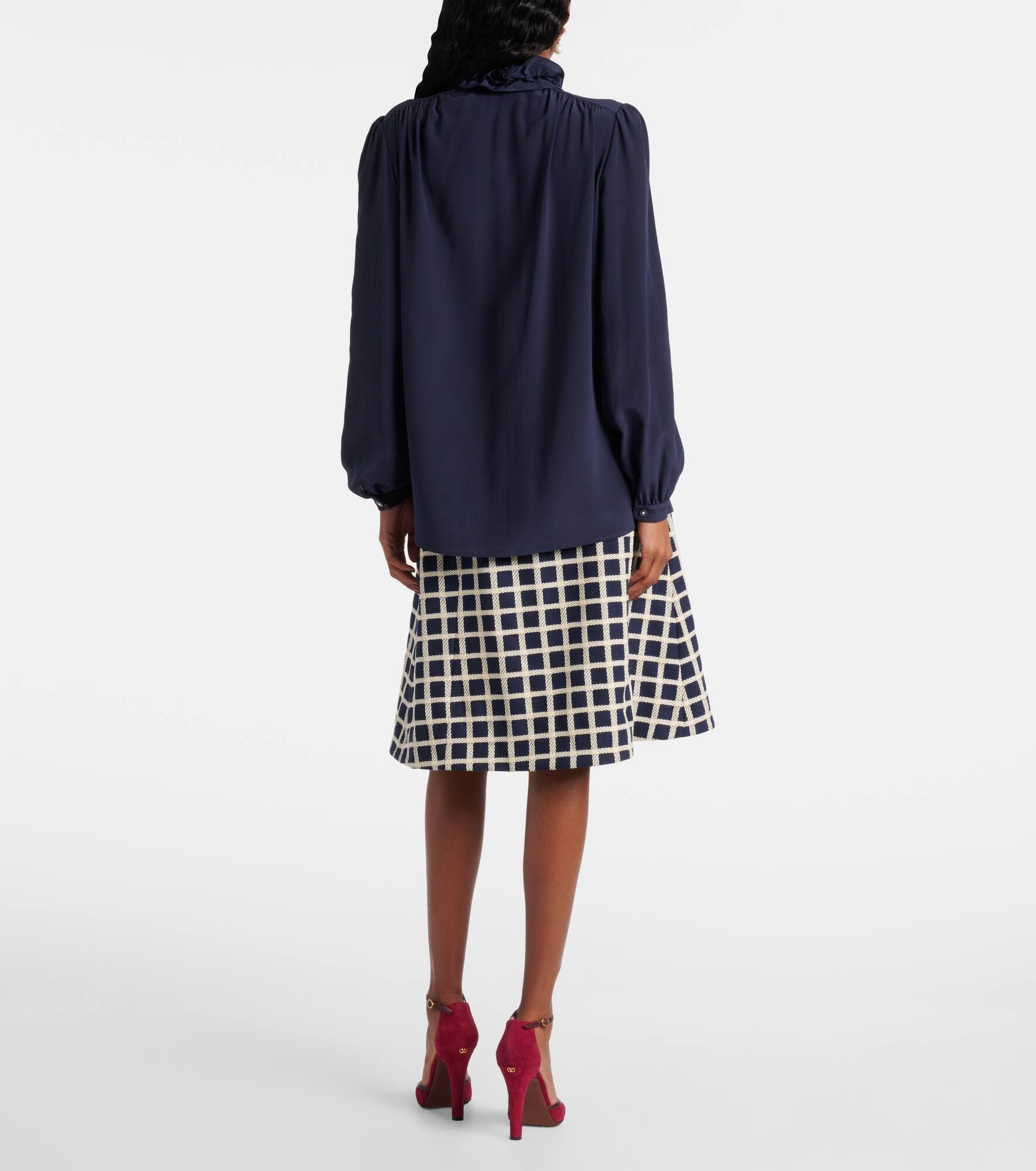 Ruffled silk crêpe de chine blouse - 3