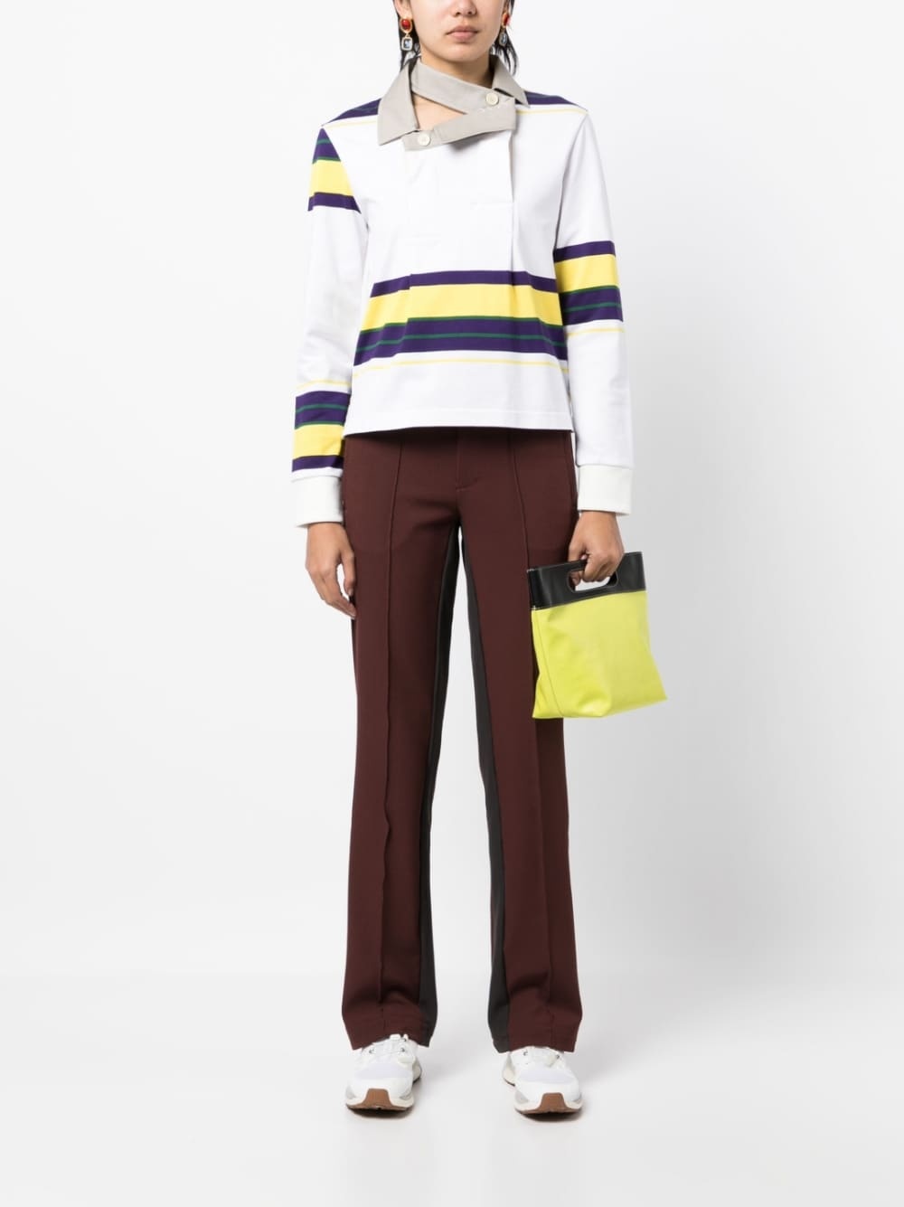 deconstructed collar striped sweatshirt - 2