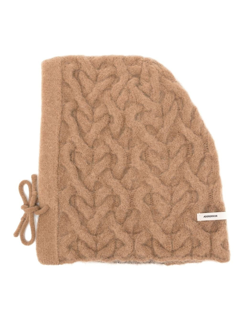 logo-appliquÃ© cable-knit hat 1