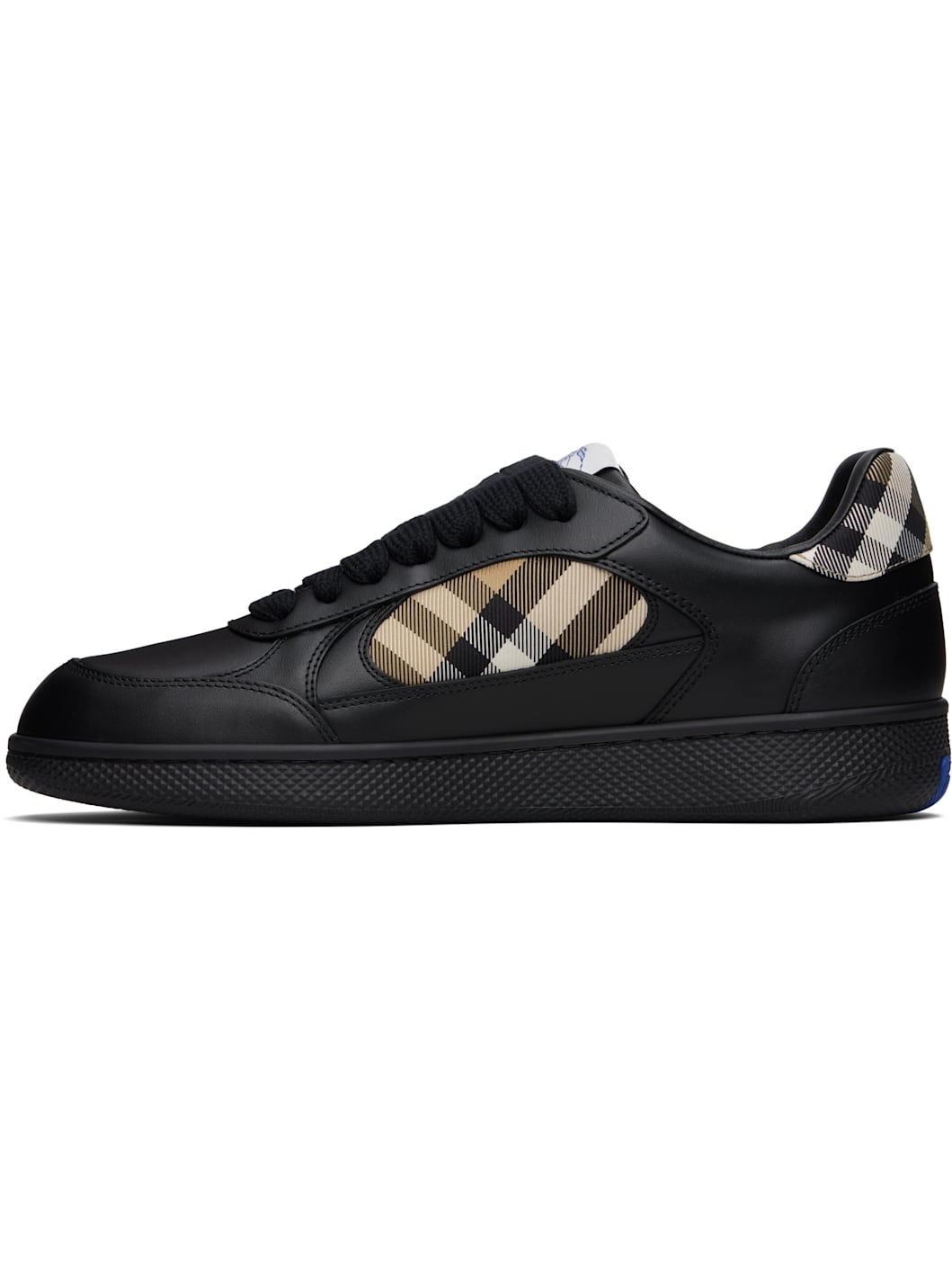 Black Leather & Check Terrace Sneakers​ - 3