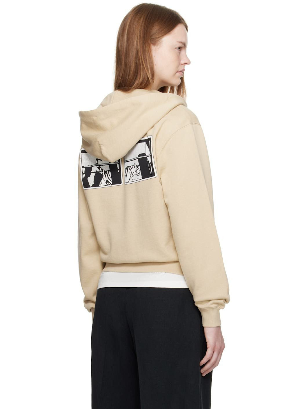 Beige Kenzo Paris 'KENZO City' Zip-Up Hoodie - 3