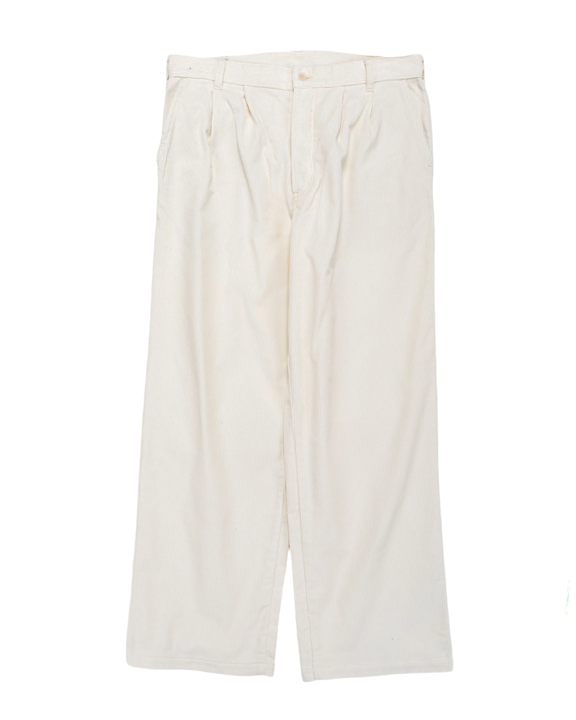 MP25105 Double-Pleat Corduroy Trousers White - 1