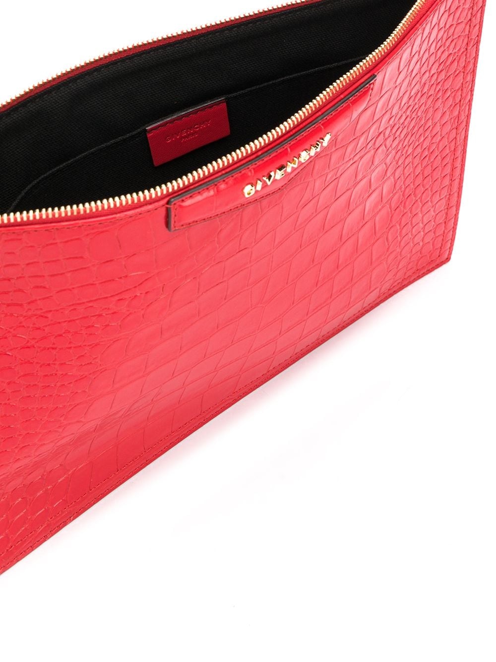 embossed crocodile effect clutch bag - 5