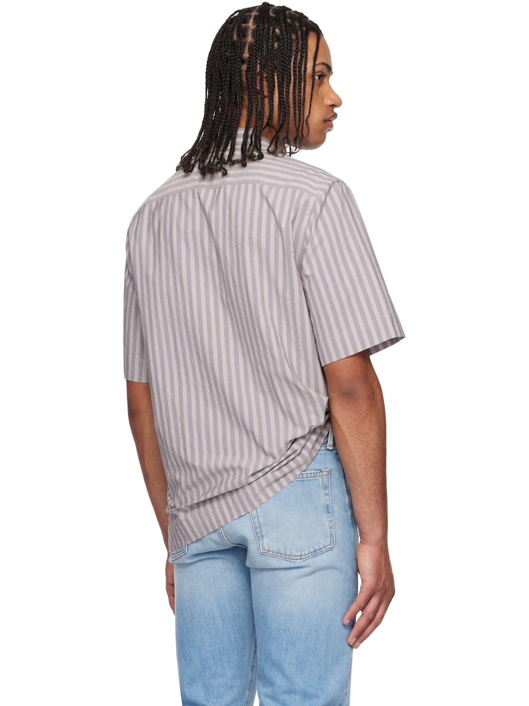 Blue & Gray Short Sleeve Regular Fit Shirt - 3