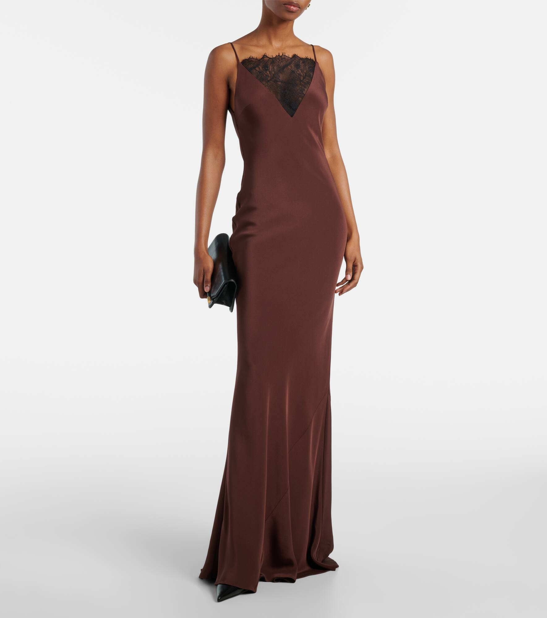 Lace-trimmed silk satin gown - 2