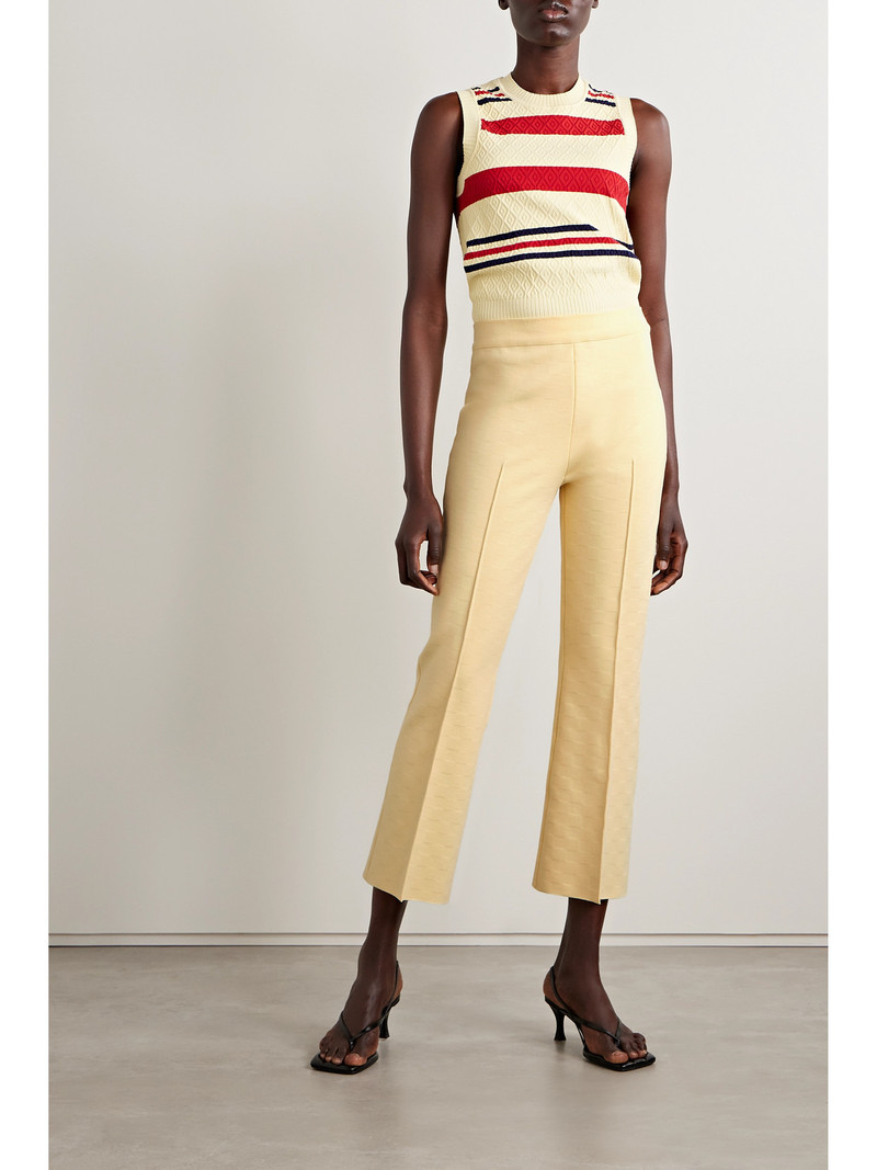 HIGH SPORT Kick Cropped Stretch-cotton Flared Pants outlook