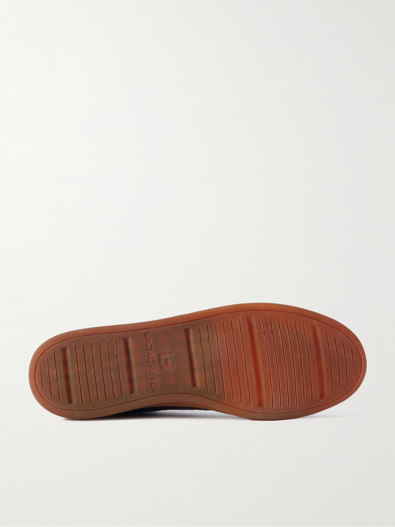 OFFICINE CREATIVE Militia 001 Suede-Trimmed Full-Grain Deerskin Sneakers Dark brown outlook