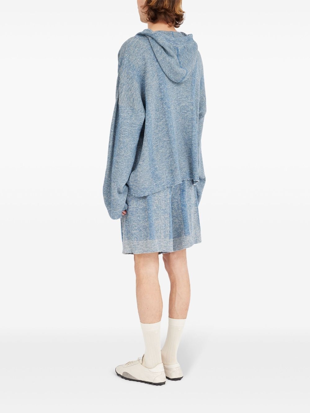 drawstring hood v-neck sweater - 5