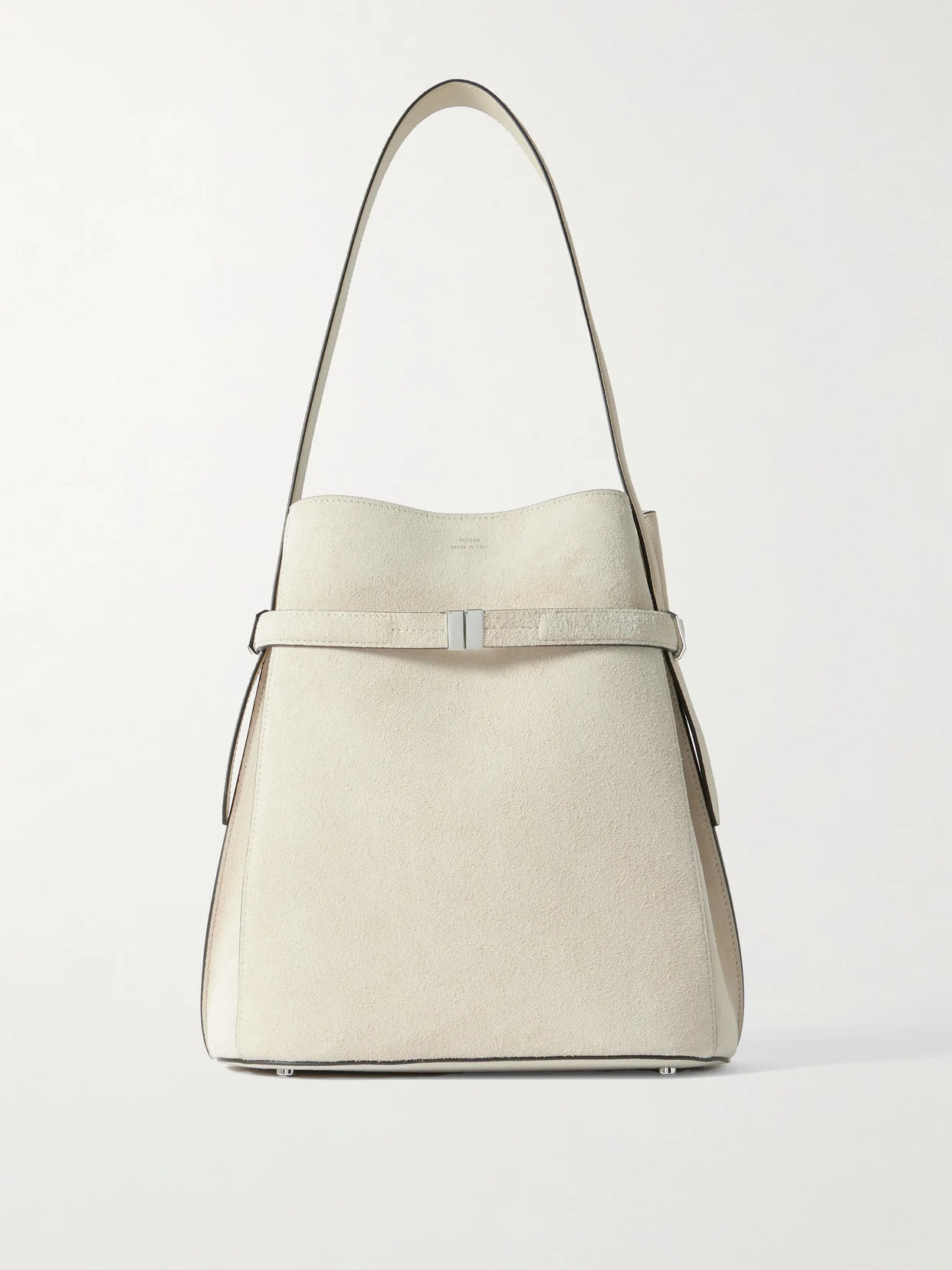 Belted Leather-trimmed Suede Tote - 1