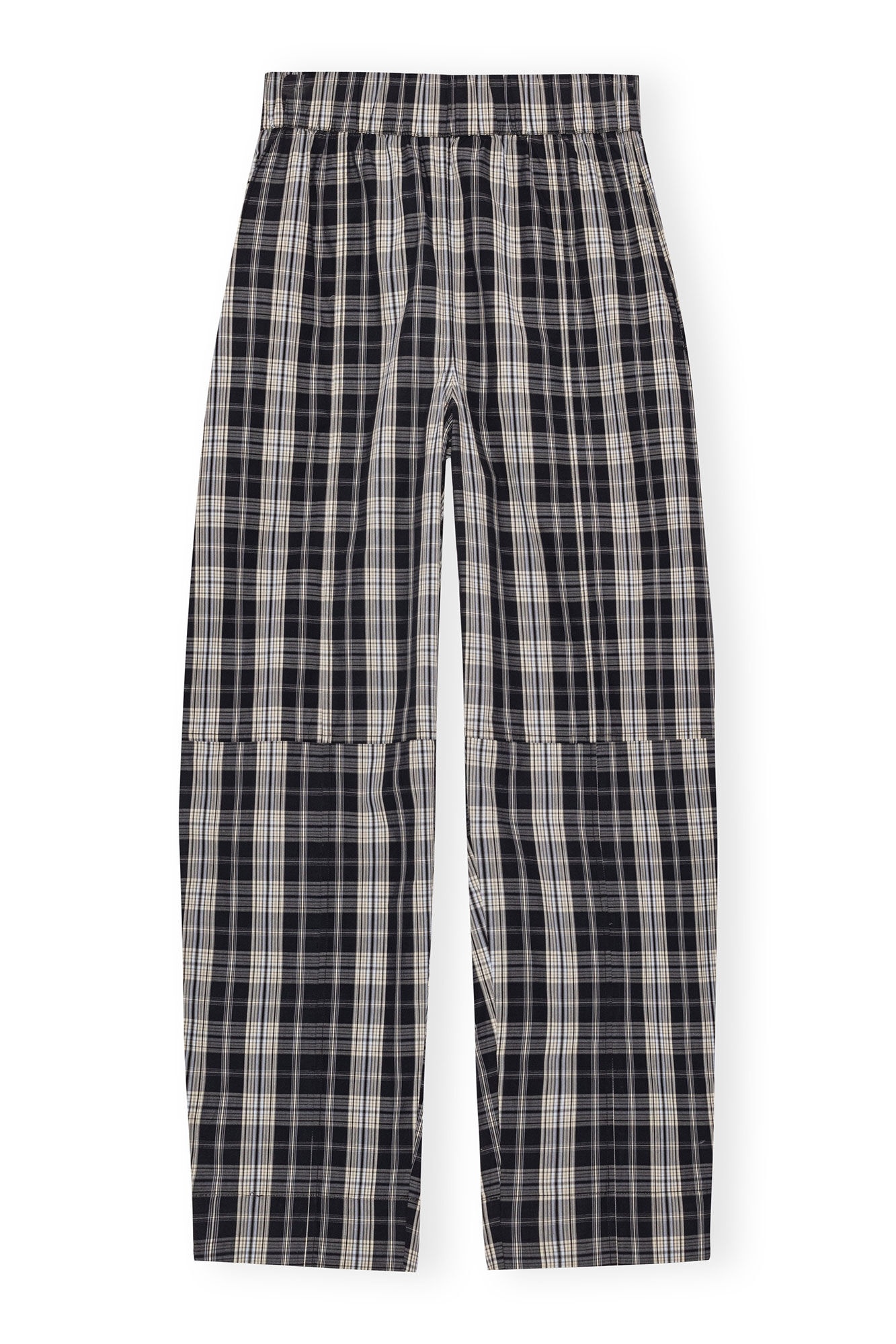 CHECKERED COTTON ELASTICATED CURVE PANTS - 5