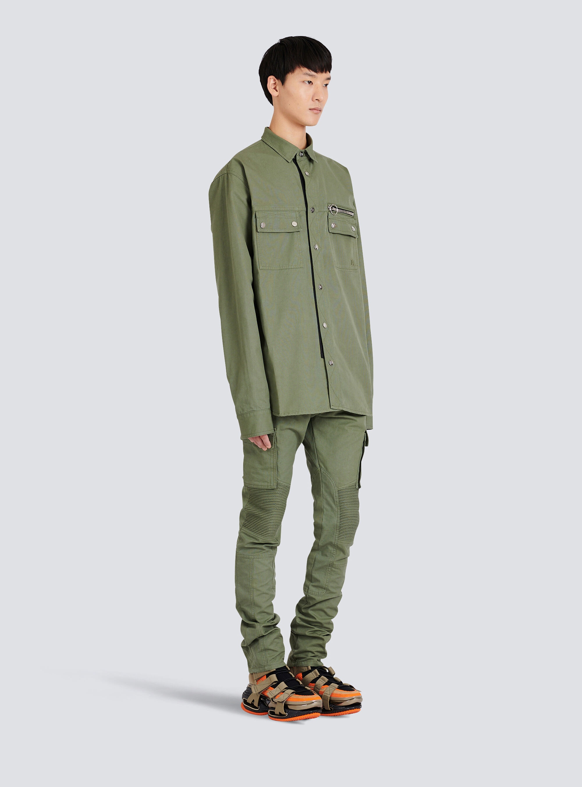 Cotton shirt with embroidered Balmain logo - 5