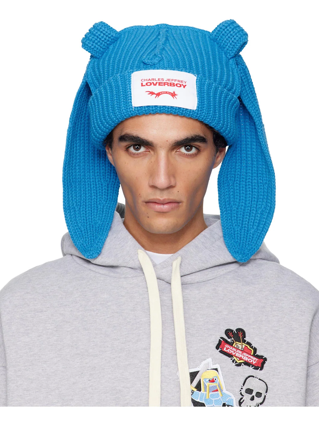 Blue Chunky Rabbit Beanie - 1