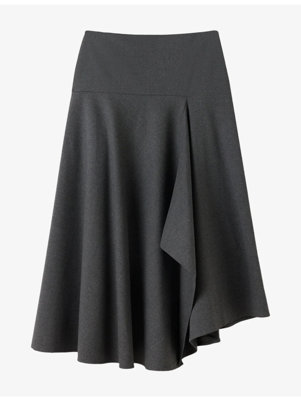Draped Asymmetric Woven Midi Skirt - 1