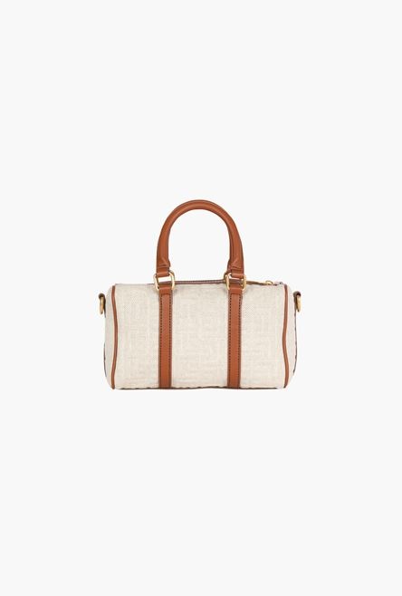 Mini-sized bicolor ecru and brown B-Army bag 2