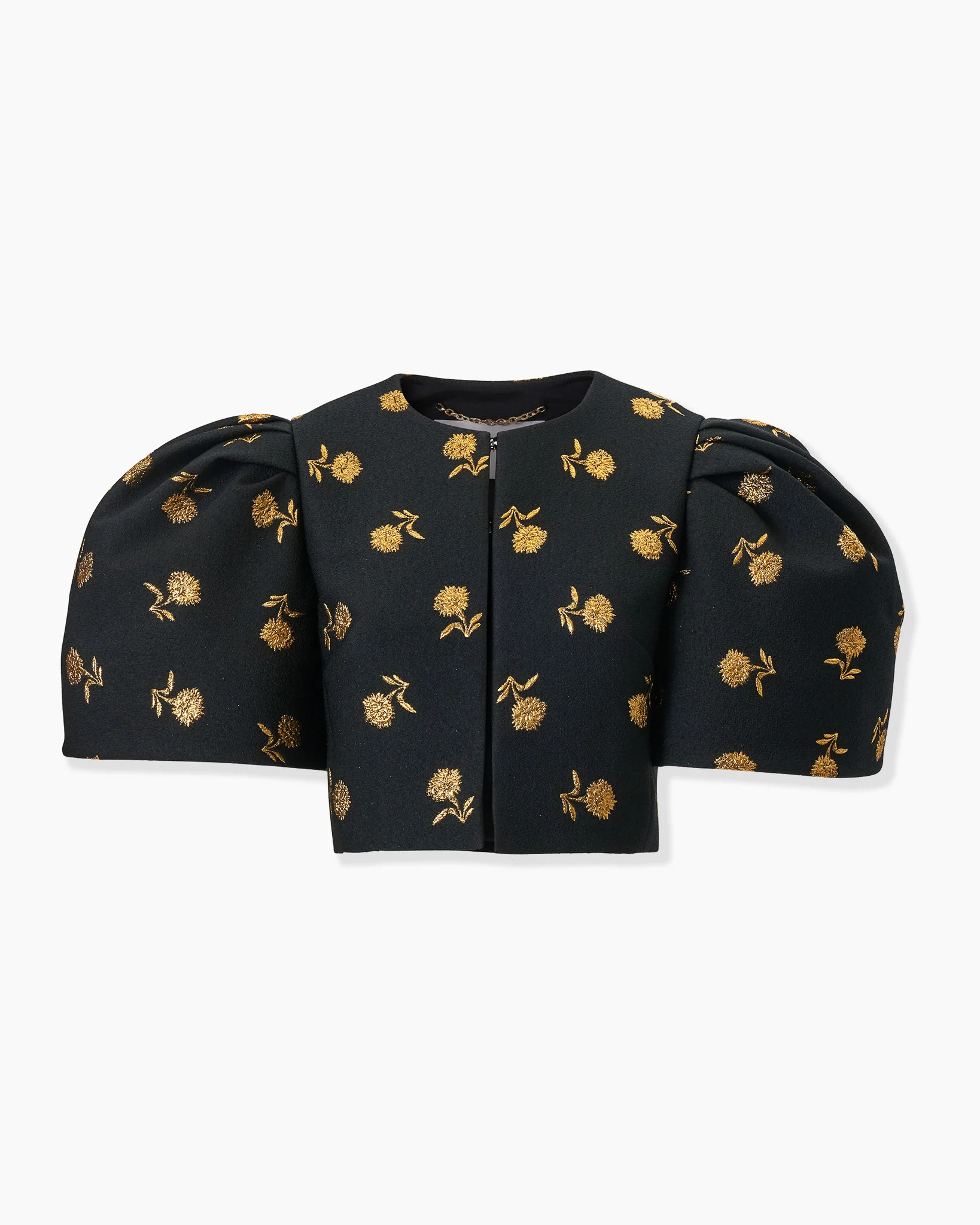 Carnation Jacquard Bell-Sleeve Cropped Jacket - 1